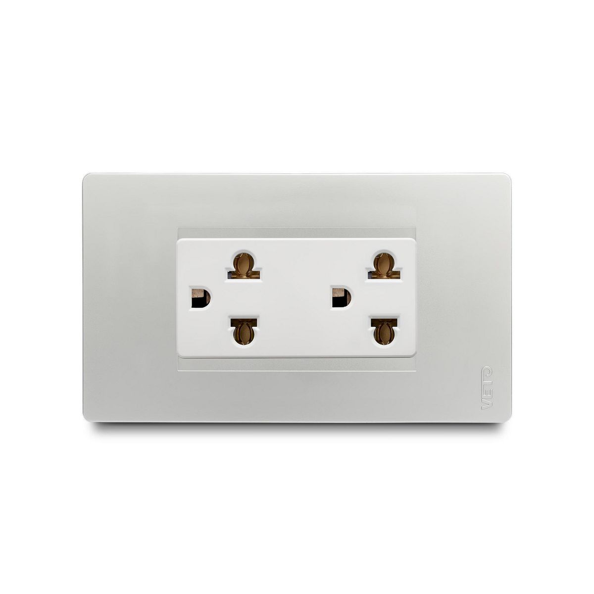VETO - Tomacorriente Veto doble Universal C/Tierra Plata Pre31620