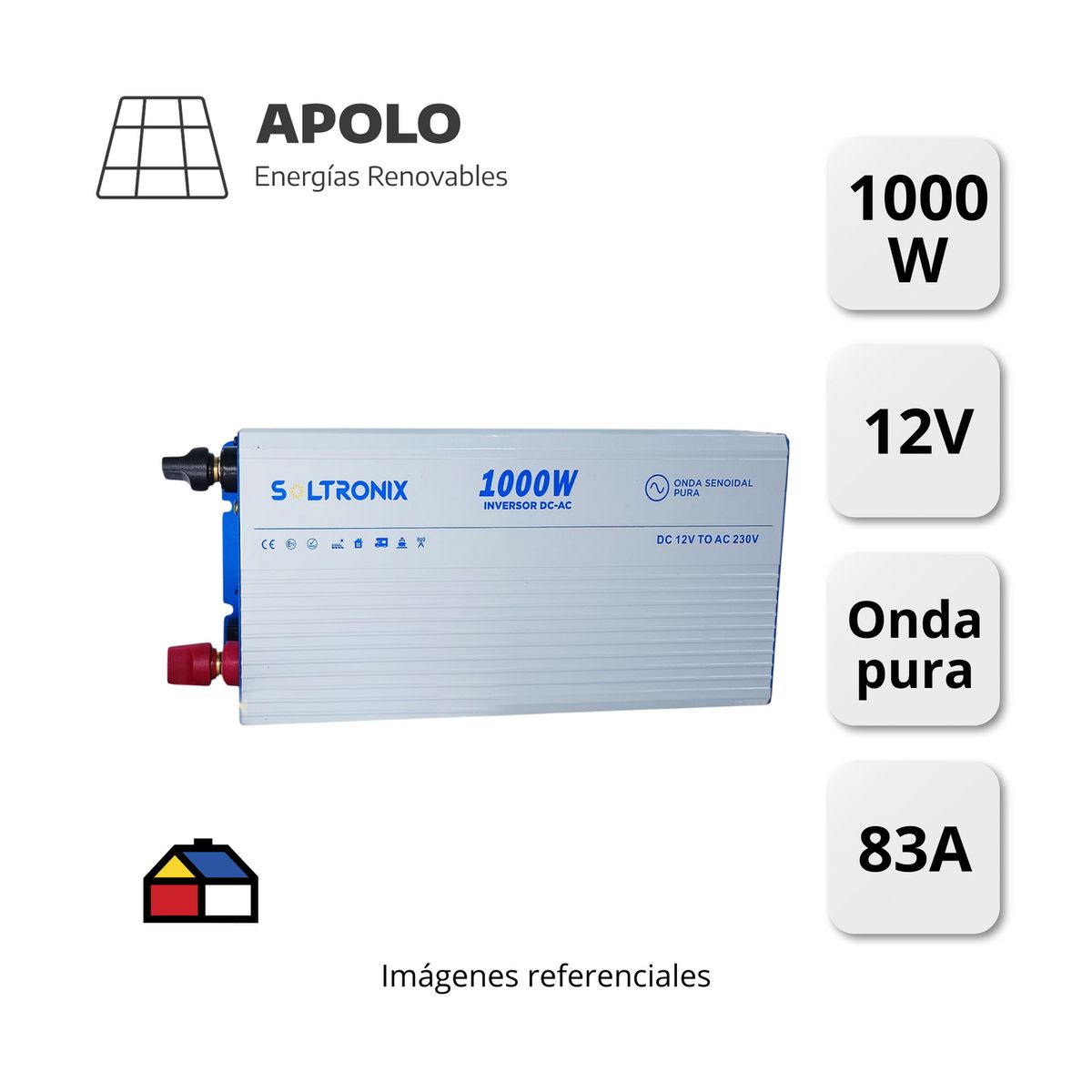 APOLLO - Inversor Soltronix 1000W 12V Onda Pura Apolo