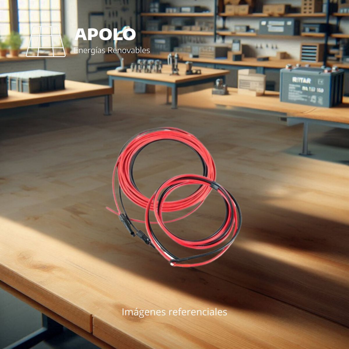 APOLLO - Kit Cables Panel Solar 5m + Batería 4Awg 2m con Terminales Apolo