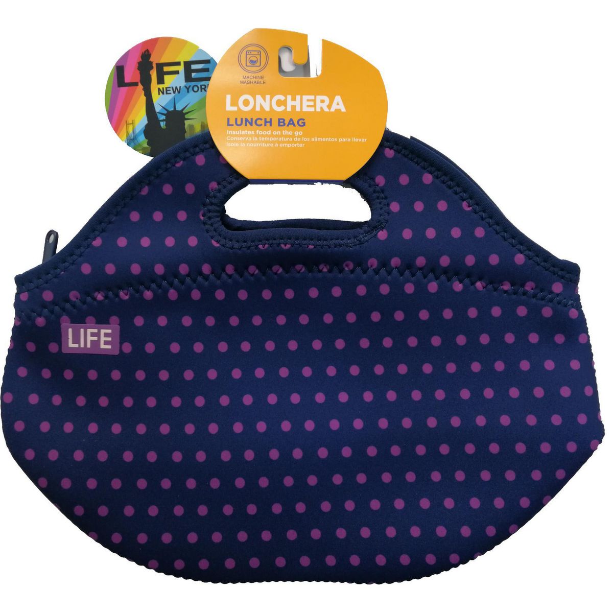 LIFE NEW YORK - Lonchera Neopreno Morado con Puntos