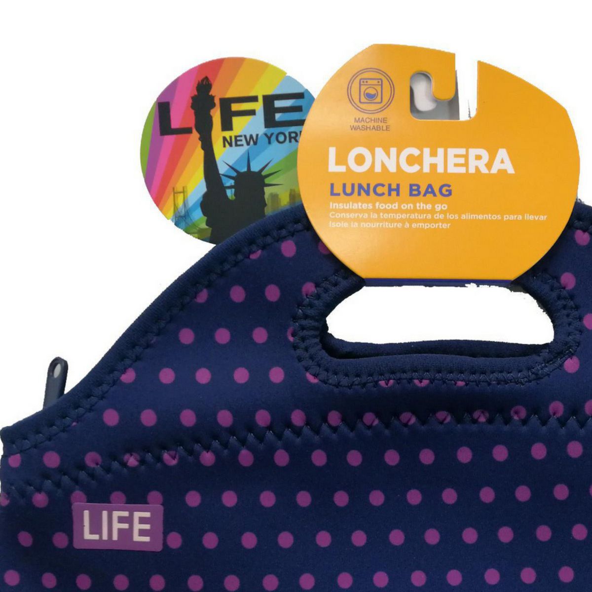 LIFE NEW YORK - Lonchera Neopreno Morado con Puntos
