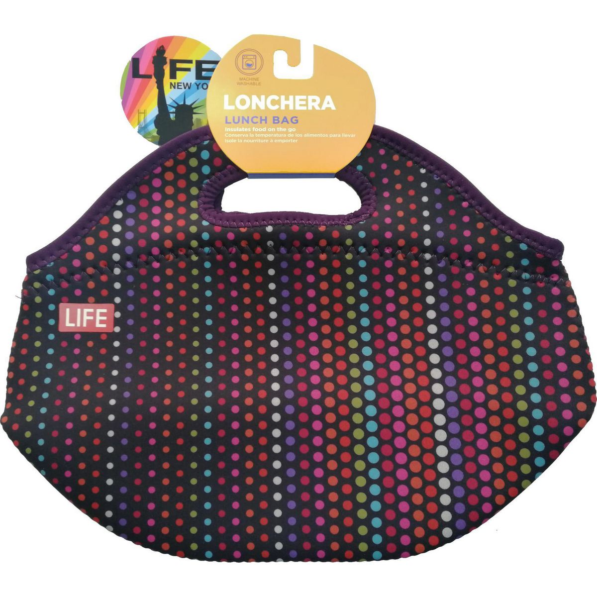 LIFE NEW YORK - Lonchera Neopreno Guinda con Puntos