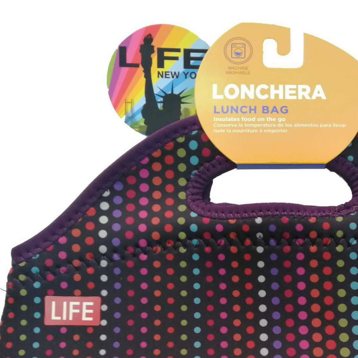 LIFE NEW YORK - Lonchera Neopreno Guinda con Puntos