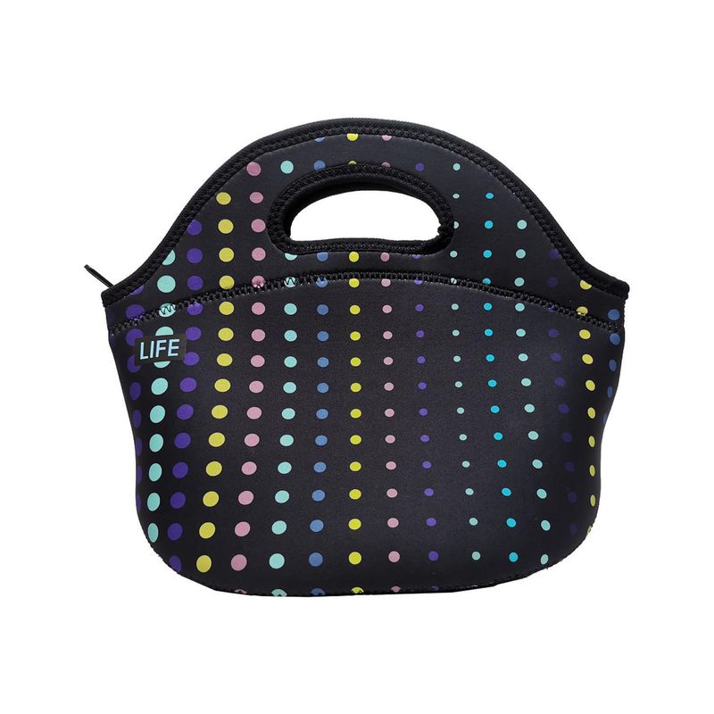  - Lonchera Neopreno Negro con Puntos