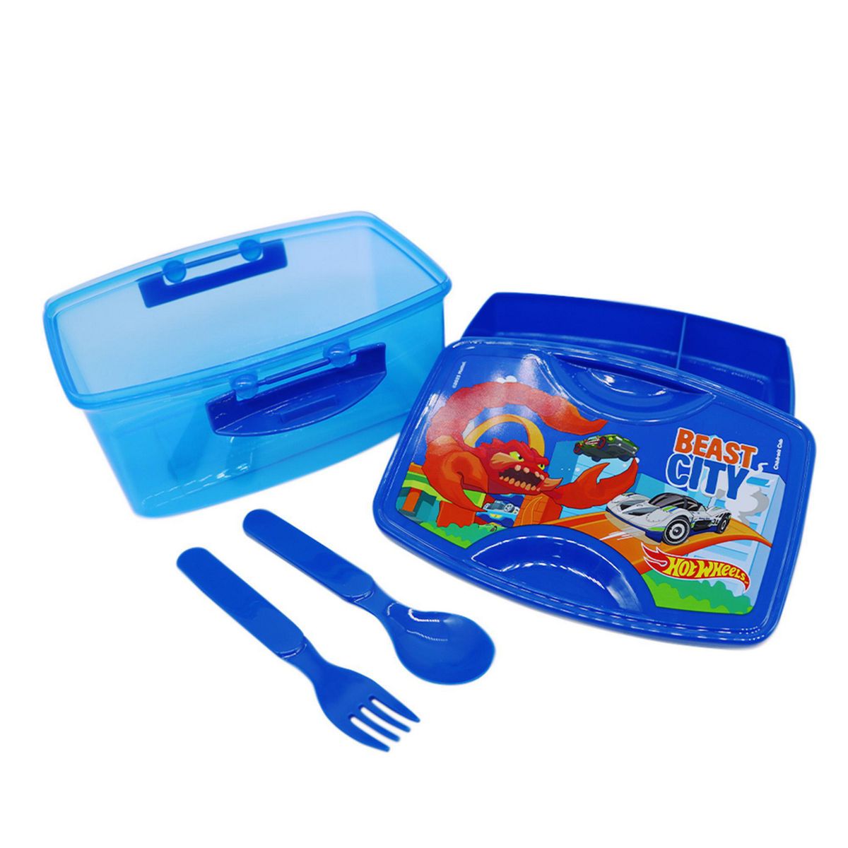 HOT WHEELS - Táper con Cubiertos Hot Wheels 1100ml