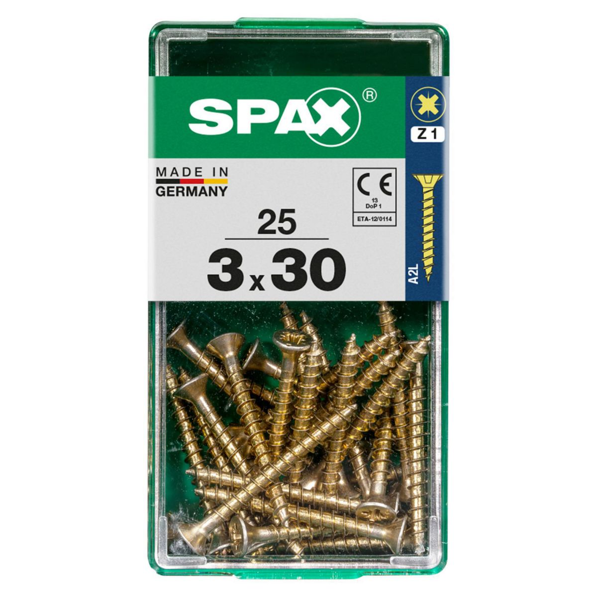 SPAX - Tirafón Cabeza Plana Bicro Yellox 3x30 S 25 pzs