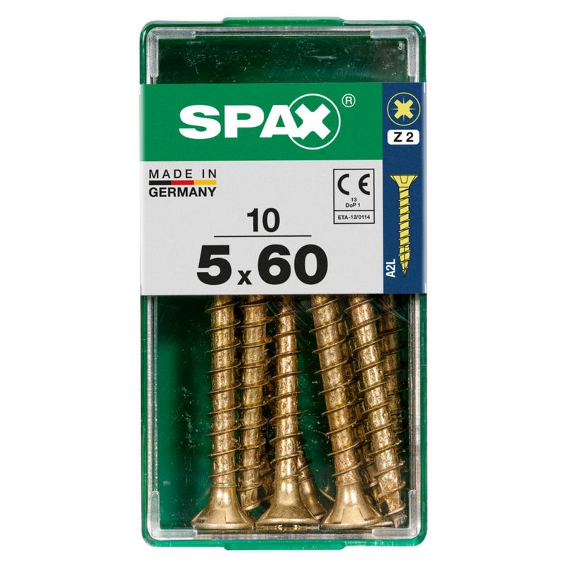 SPAX - Tirafón Cabeza Plana Bicro Yellox 5x60 S 10 pzs