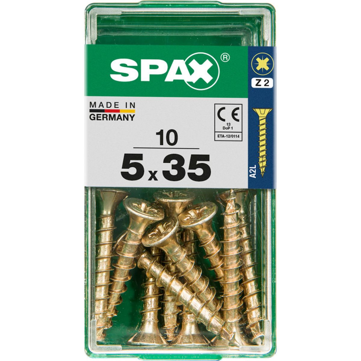 SPAX - Tirafón Cabeza Plana Bicro Yellox 5x35 S 10 pzs