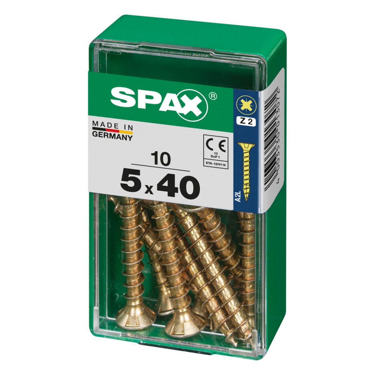 SPAX - Tirafón Cabeza Plana Bicro Yellox 5x40 S 10 pzs