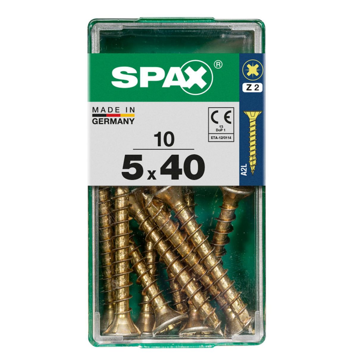 SPAX - Tirafón Cabeza Plana Bicro Yellox 5x40 S 10 pzs