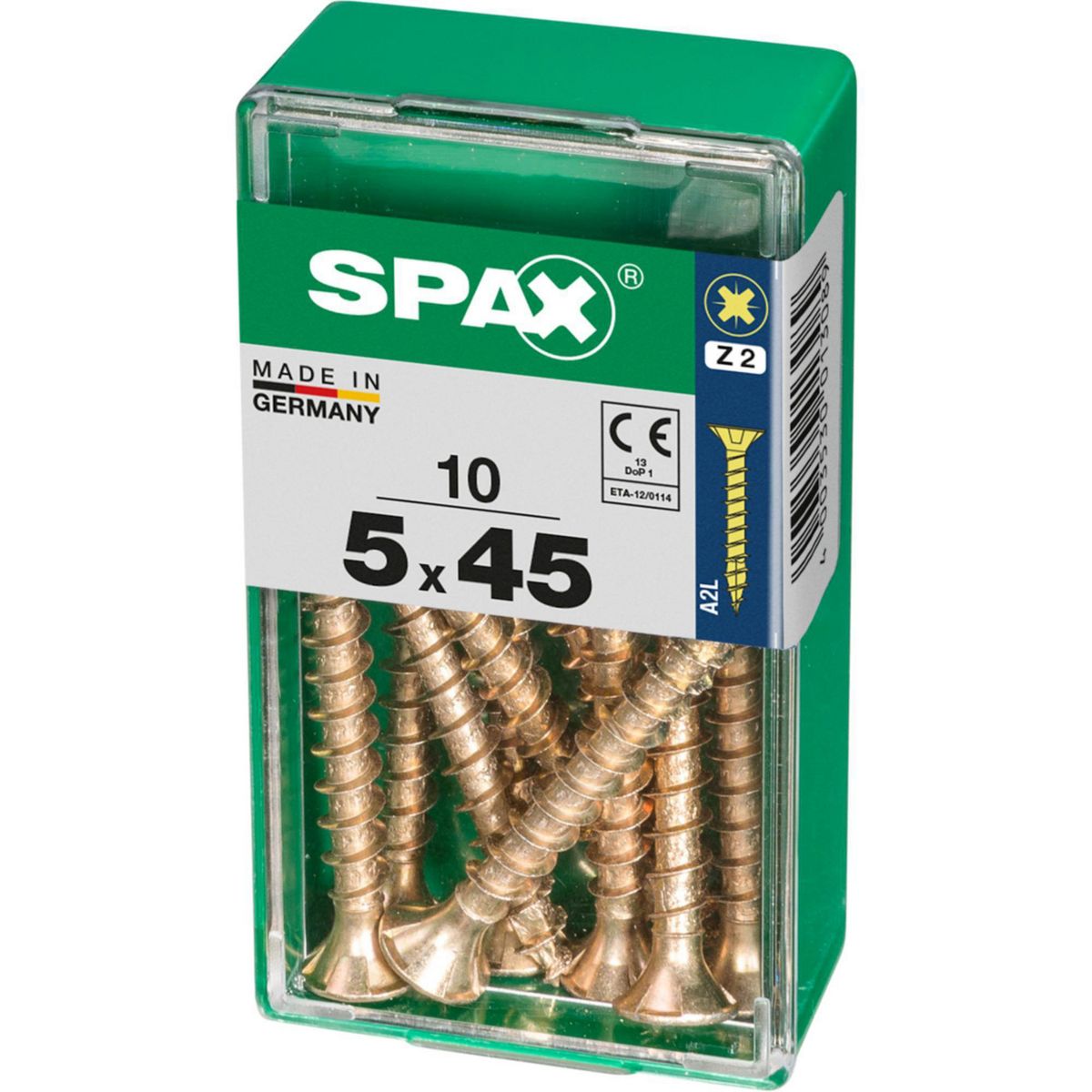 SPAX - Tirafón Cabeza Plana Bicro Yellox 5x45 S 10 pzs