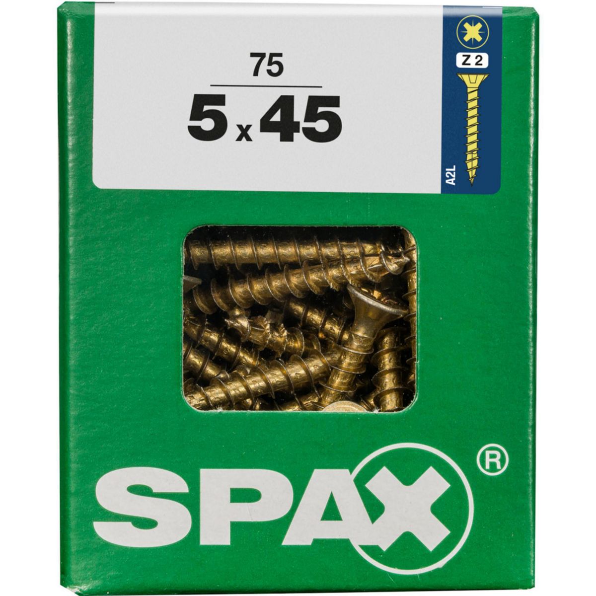 SPAX - Tirafón Cabeza Plana Bicro Yellox 5x45 L 75 pzs