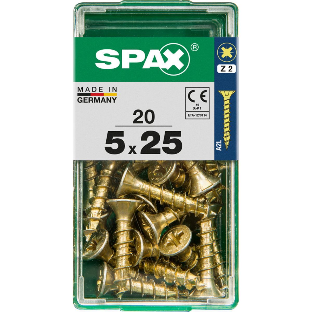 SPAX - Tirafón Cabeza Plana Bicro Yellox 5x25 S 20 pzs