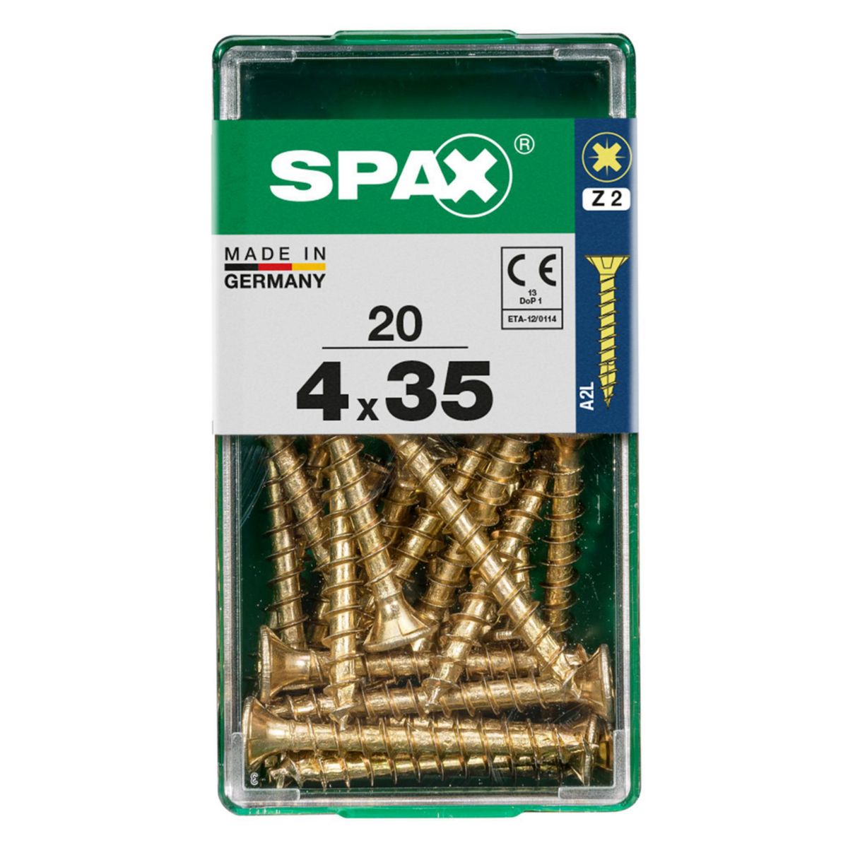 SPAX - Tirafón Cabeza Plana Bicro Yellox 4x35 S 20 pzs