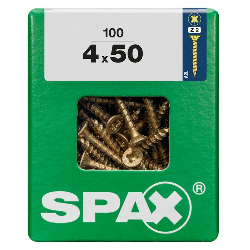 SPAX - Tirafón Cabeza Plana Bicro Yellox 4x50 L 100 pzs