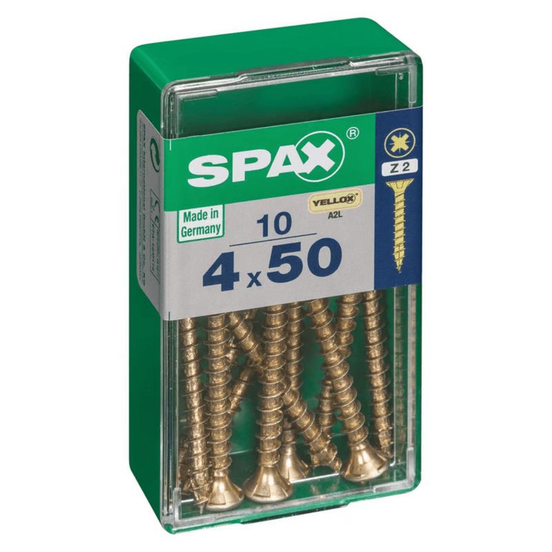 SPAX - Tirafón Cabeza Plana Bicro Yellox 4x50 S 10 pzs