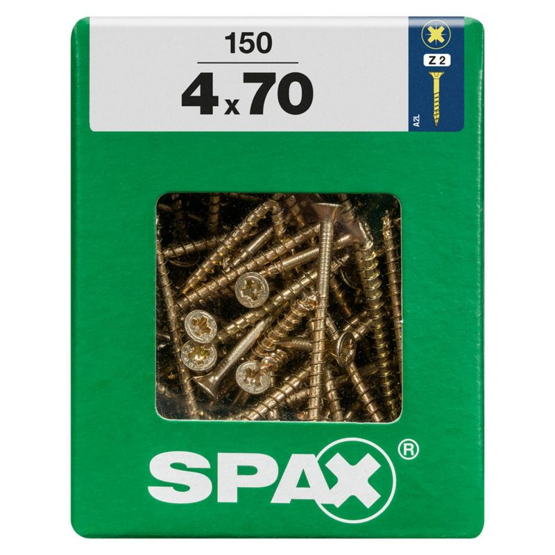 SPAX - Tirafón Cabeza Plana Bicro Yellox 4x70 XL 150 pzs