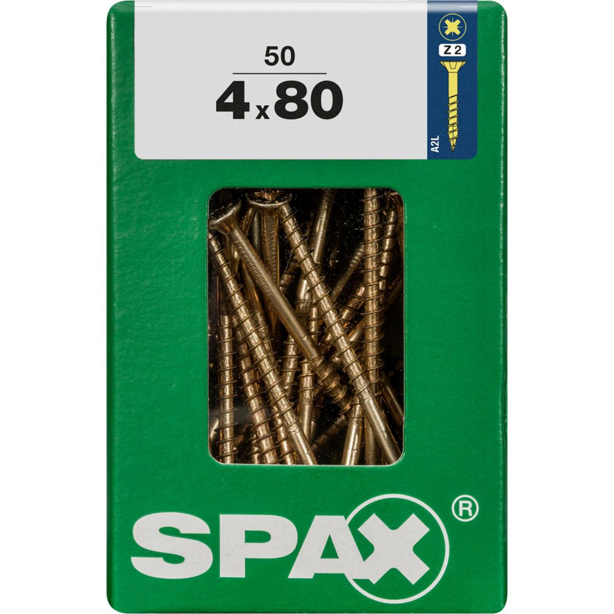 SPAX - Tirafón Cabeza Plana Bicro Yellox 4x80 L 50 pzs