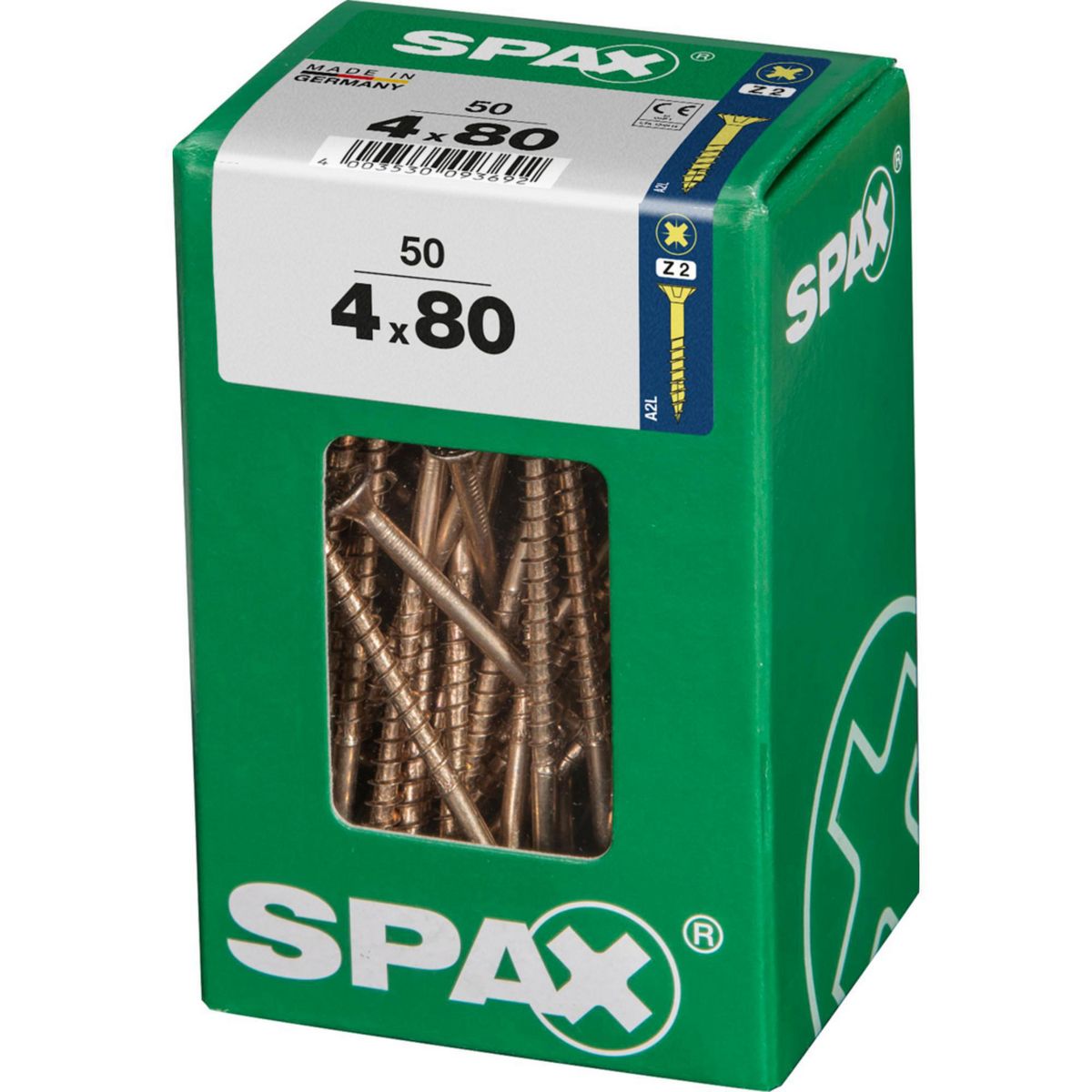 SPAX - Tirafón Cabeza Plana Bicro Yellox 4x80 L 50 pzs