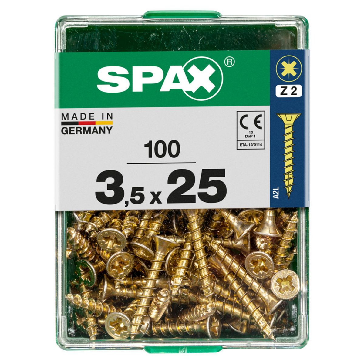 SPAX - Tirafón Cabeza Plana Bicro Yellox 3,5x25 M 100 pzs