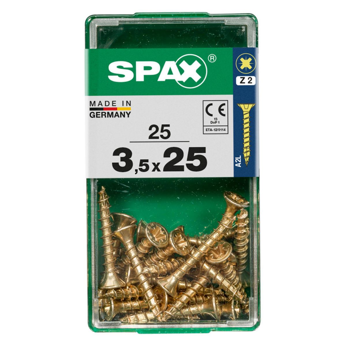 SPAX - Tirafón Cabeza Plana Bicro Yellox 3,5x25 S 25 pzs