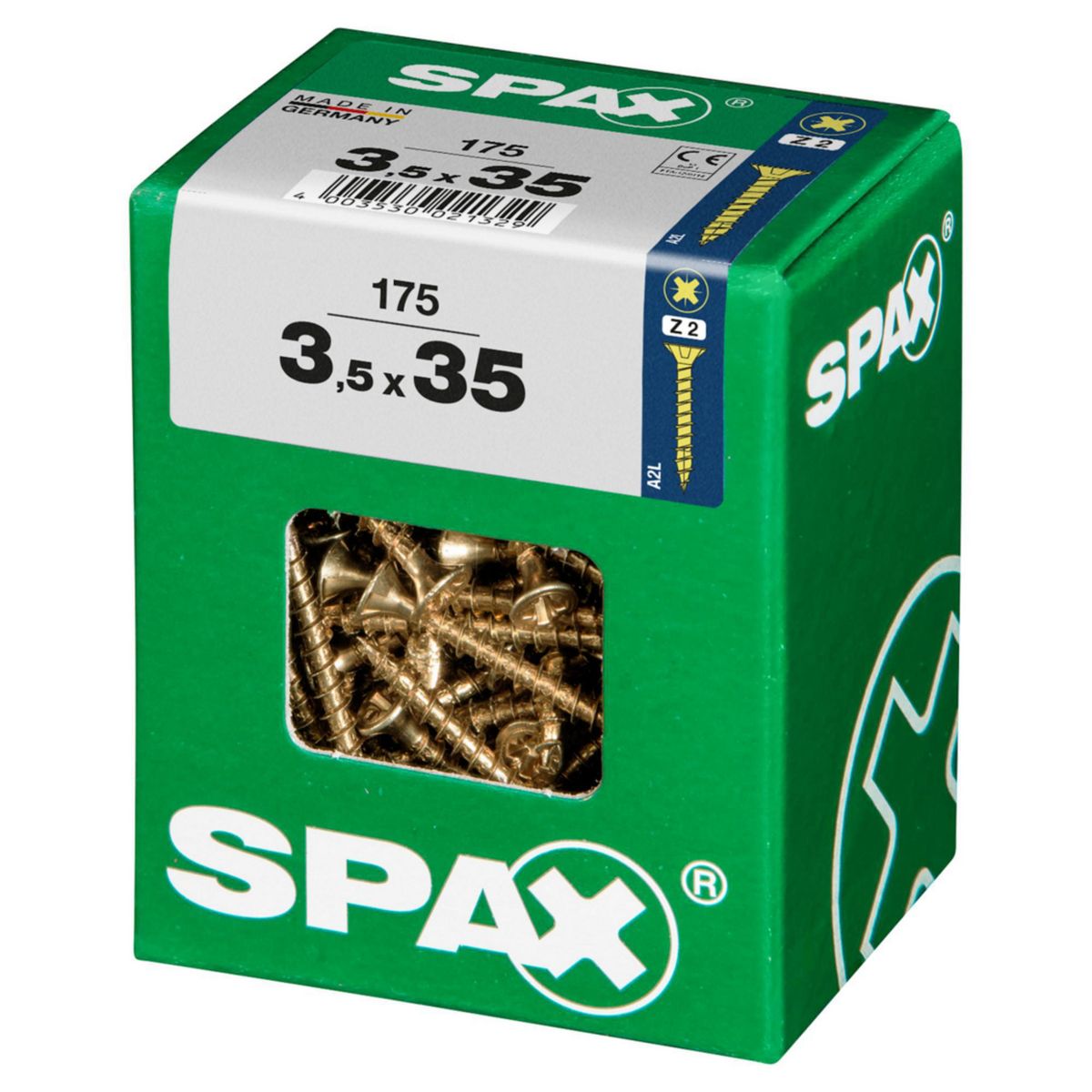 SPAX - Tirafón Cabeza Plana Bicro Yellox 3,5x35 L 175 pzs