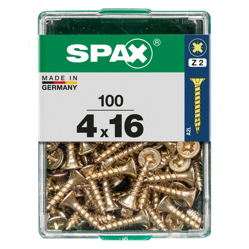 SPAX - Tirafón Cabeza Plana Bicro Yellox 4x16 M 100 pzs