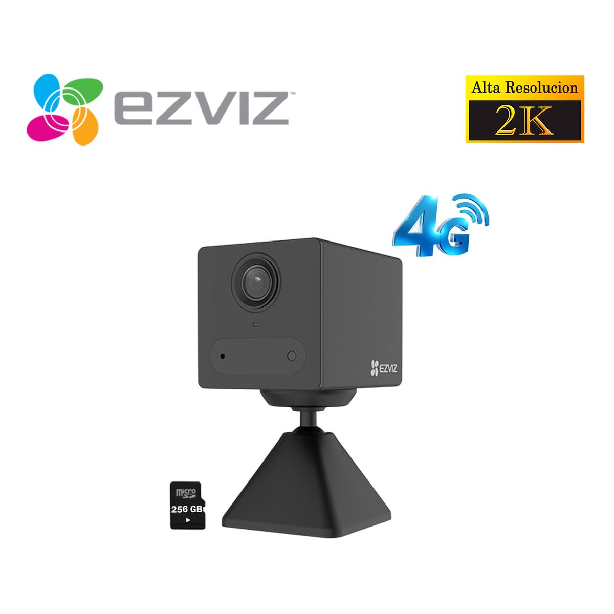 EZVIZ - Ezviz Cámara CB2 4G 2K Smart Bateria Inalámbrica Interior + SD 256GB