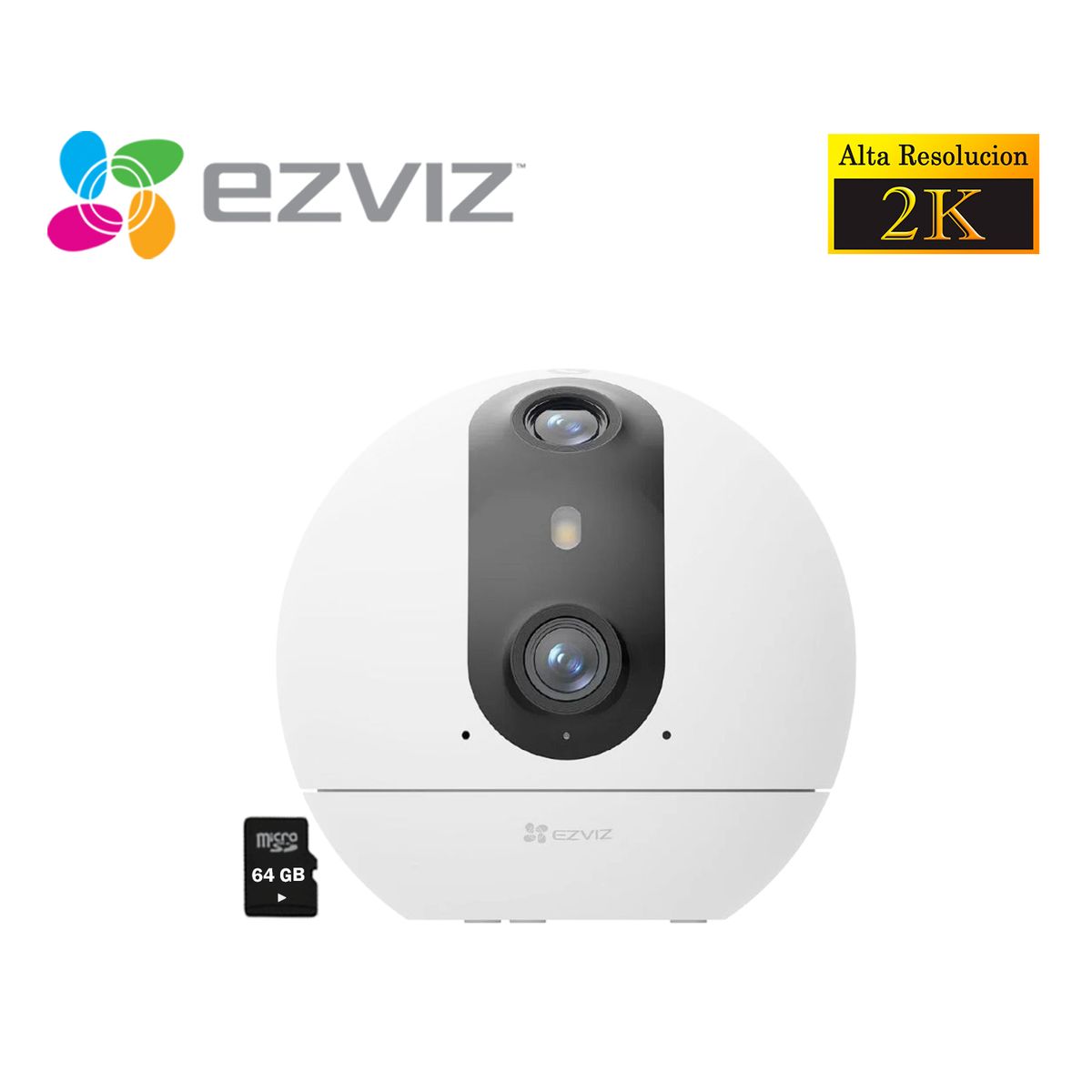 EZVIZ - Ezviz Cámara C60P Dual Mix 2K Interior Vista Amplia Noche Color 64GB