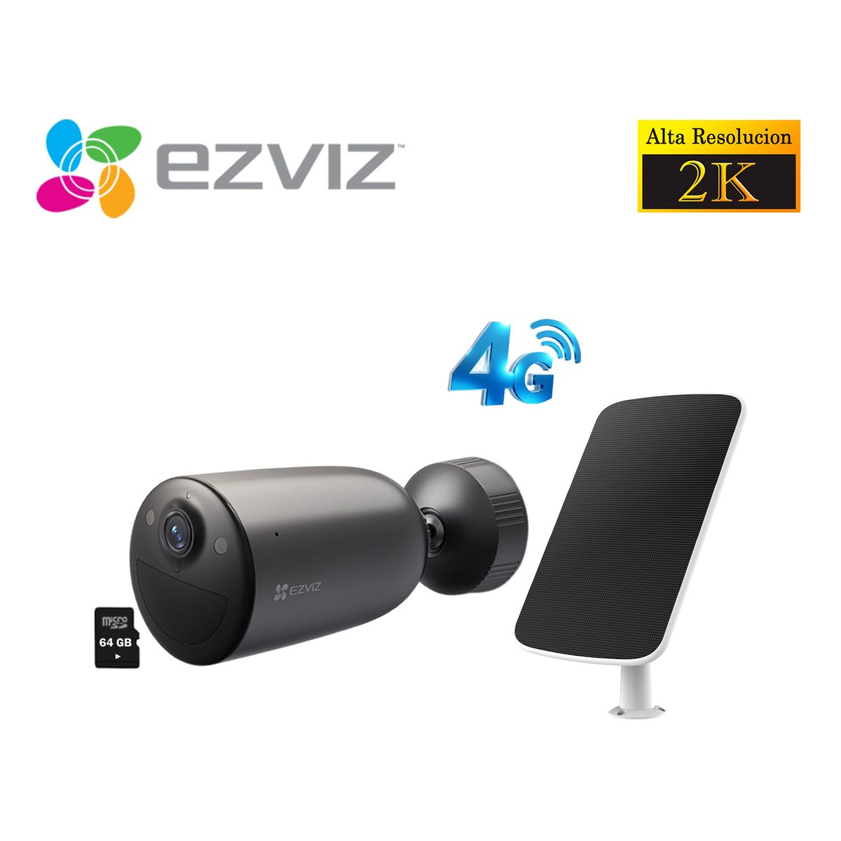 EZVIZ - Ezviz Cámara EB3 4G 2K Inteligente Exterior Batería Panel solar 64GB