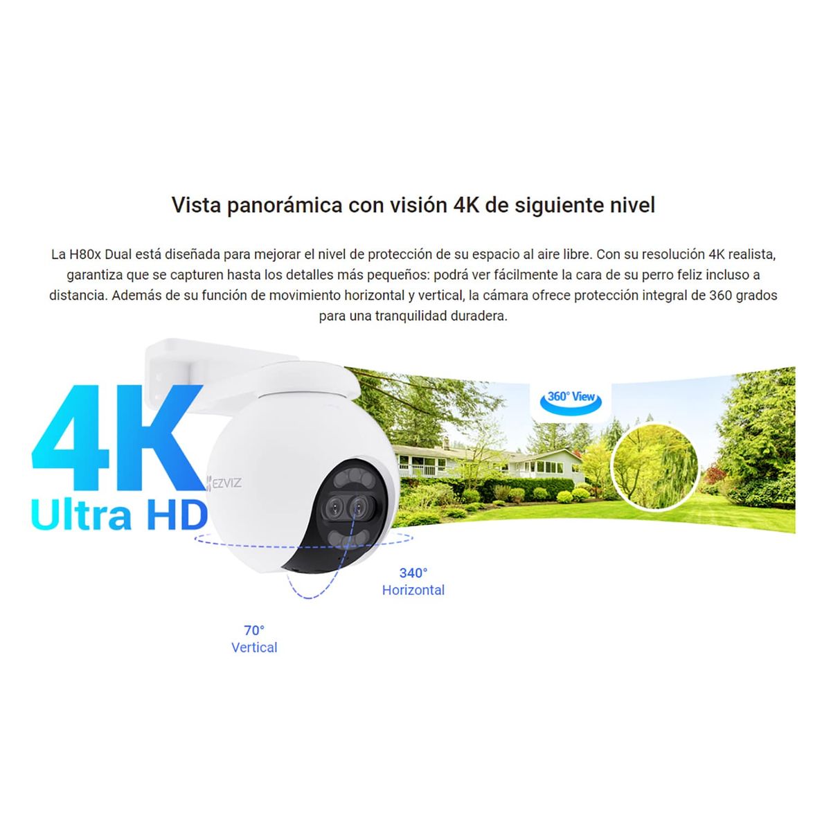 EZVIZ - Ezviz Cámara Seguridad Wifi H80X Dual 4K + 2MP Lente Smart Exterior