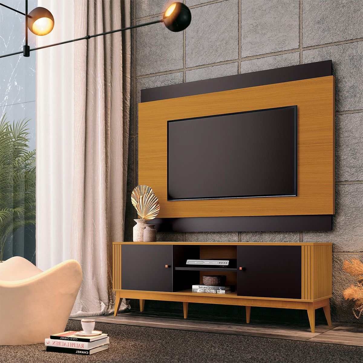 2020 HOME - Panel para TV hasta 60'' Suiza - Cedro/Negro