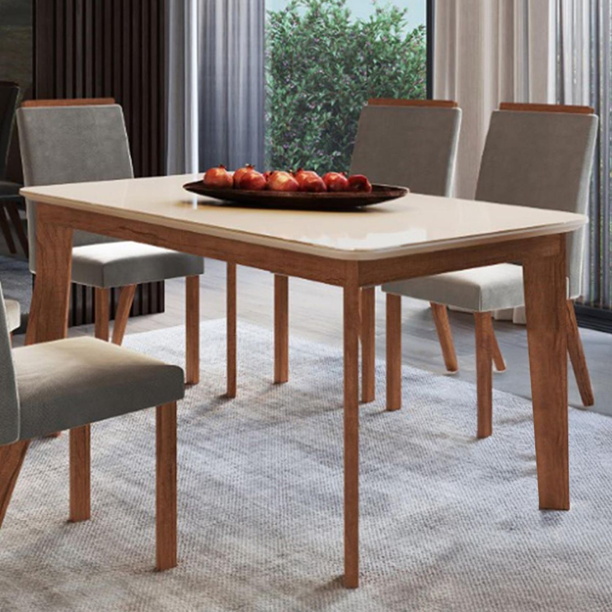 2020 HOME - Mesa de Comedor Rectangular 6 Sillas Canela