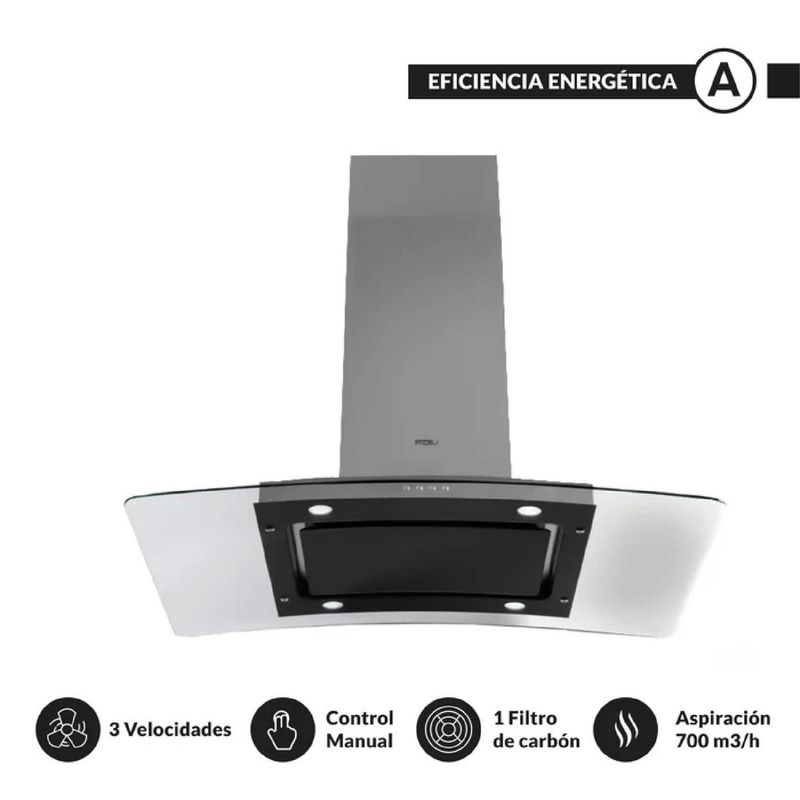 FDV - Campana Extractora Isla New Crystal 90 Cm Fdv