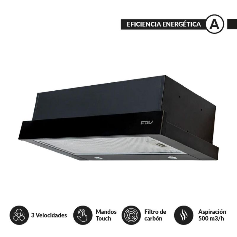 FDV - Campana Extractora Easyflow Black 60 Cm Fdv