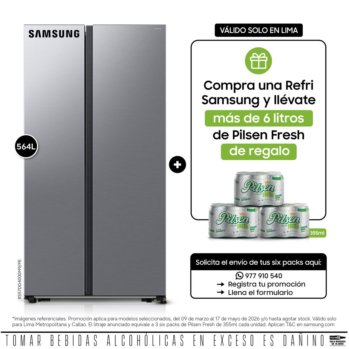 SAMSUNG - Refrigeradora 564L All Around Cooling Plata RS57DG4000M9