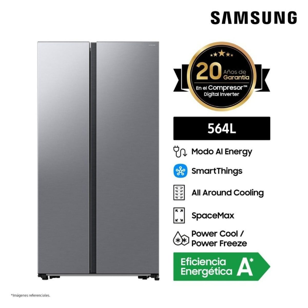 SAMSUNG - Refrigeradora 564L All Around Cooling Plata RS57DG4000M9