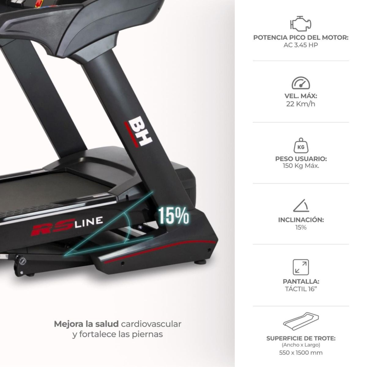 MONARK - Trotadora Eléctrica BH RS1000 TFT