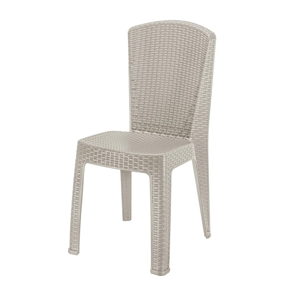 REYPLAST - Silla Plástica Lombok Tipo Ratán Taupe