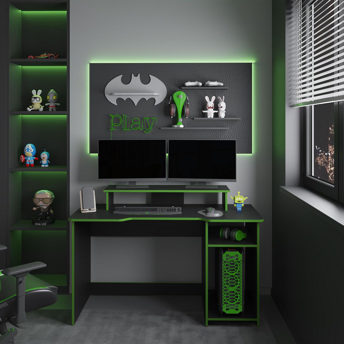 TUHOME - Escritorio Gamer G - Wengue/Verde