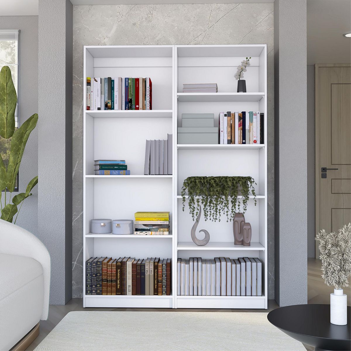 TUHOME - Combo Estante 3 Repisas + Estante 4 Repisas Home Blanco