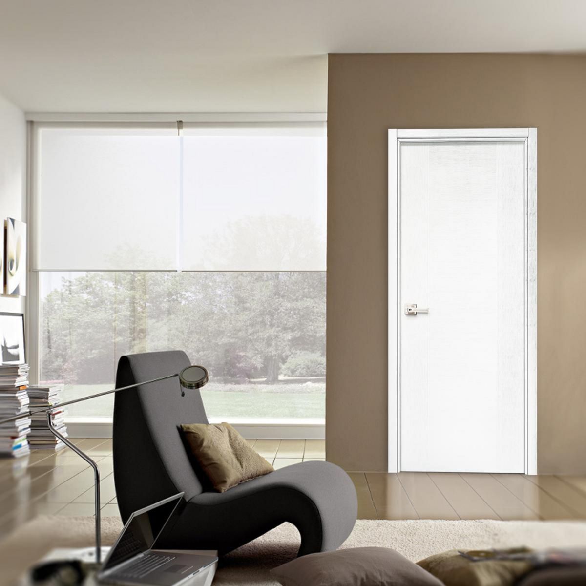 ARES - Puerta Interior HDF Pet Riga Blanco Relleno Honey Comb