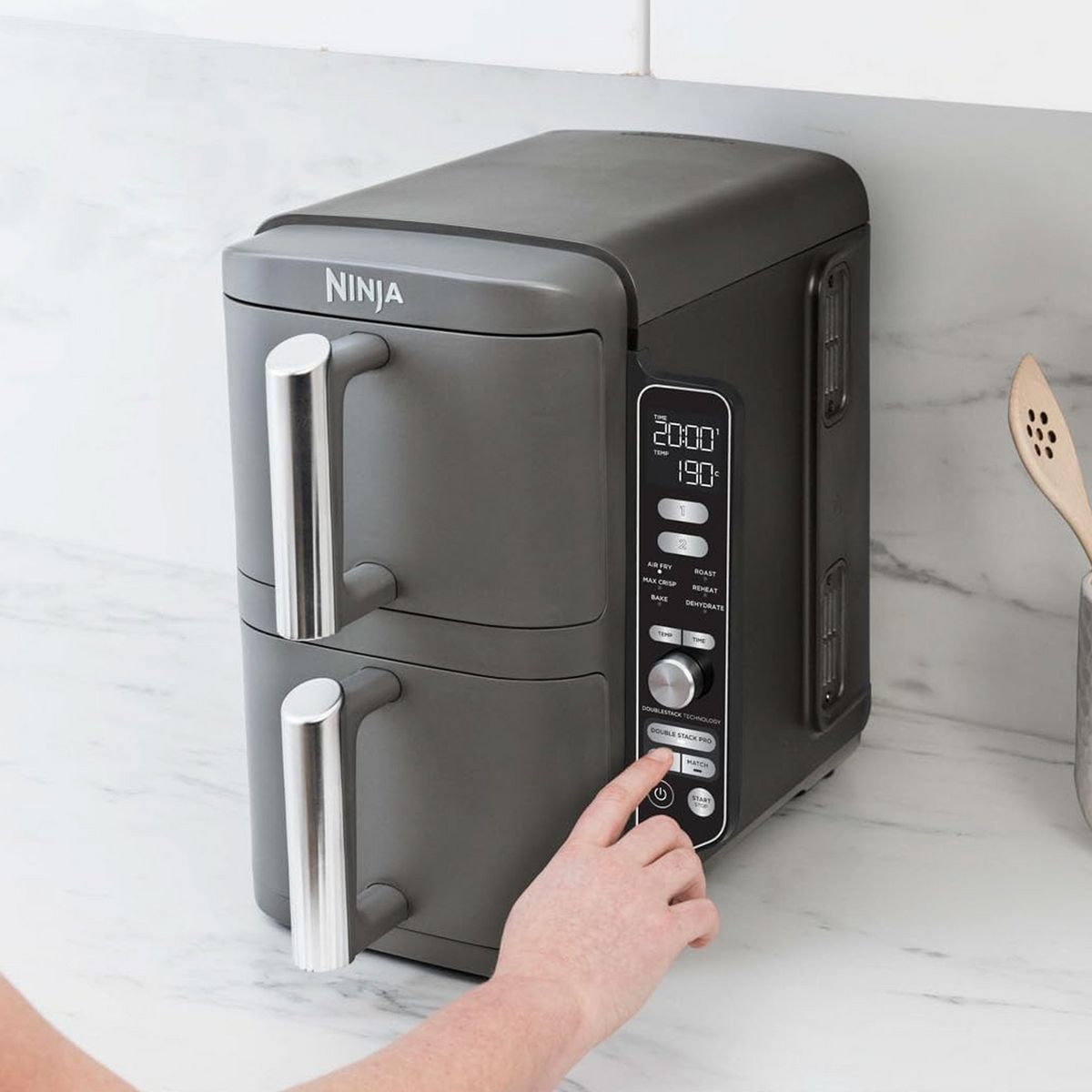 NINJA - Freidora de Aire Vertical Double Stack XL 9.5L Ninja