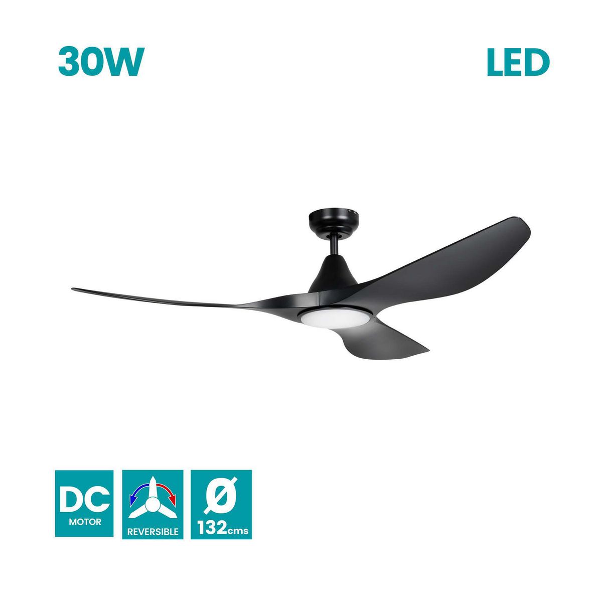 EGLO - VentIlador de Techo Portsea Negro