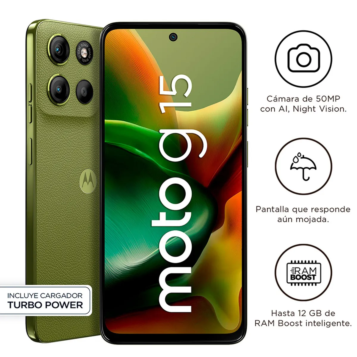 MOTOROLA - Celular Motorola G15 XT2521-2 Ig 4GB 256GB Verde