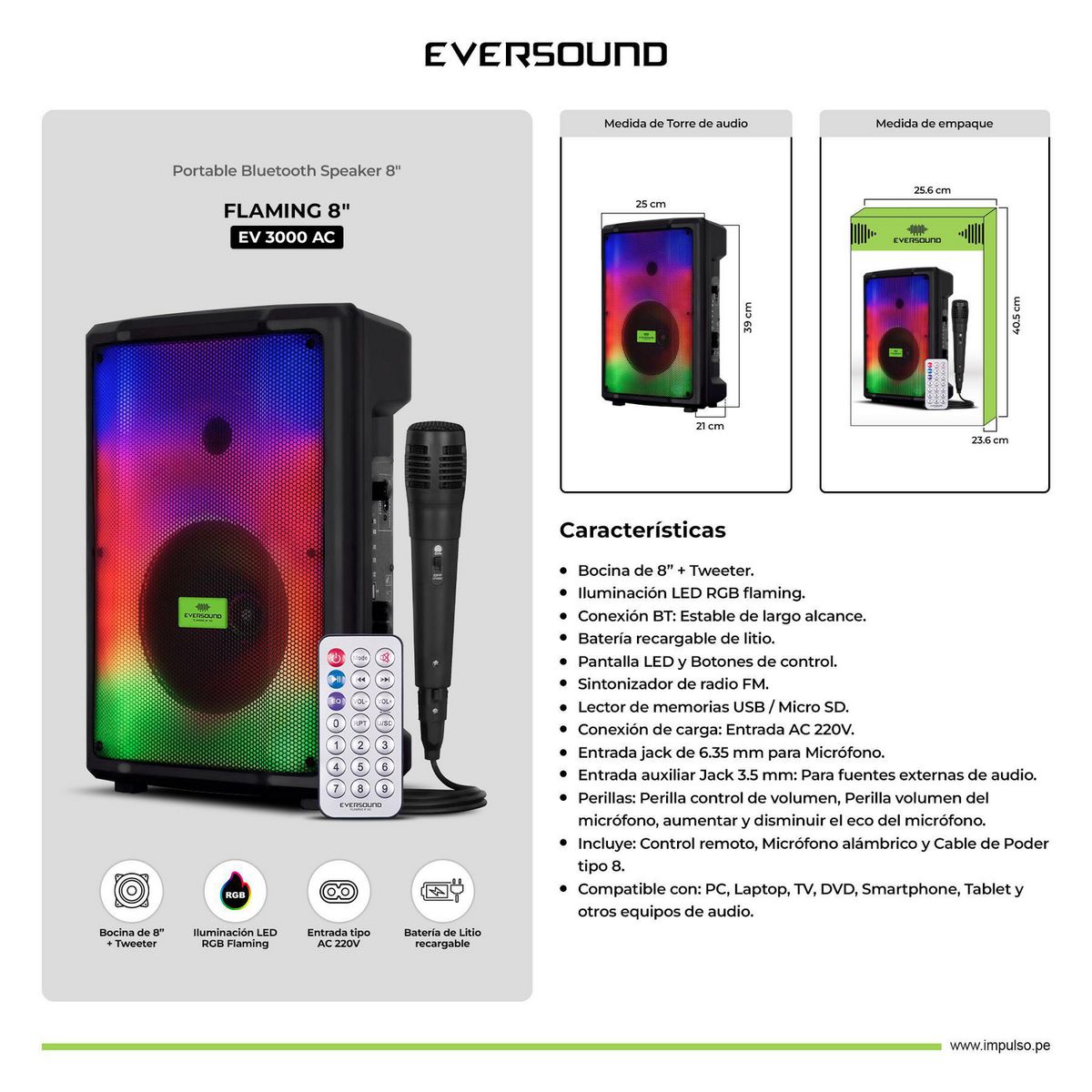 EVERSOUND - Parlante Eversound 8 + Parante