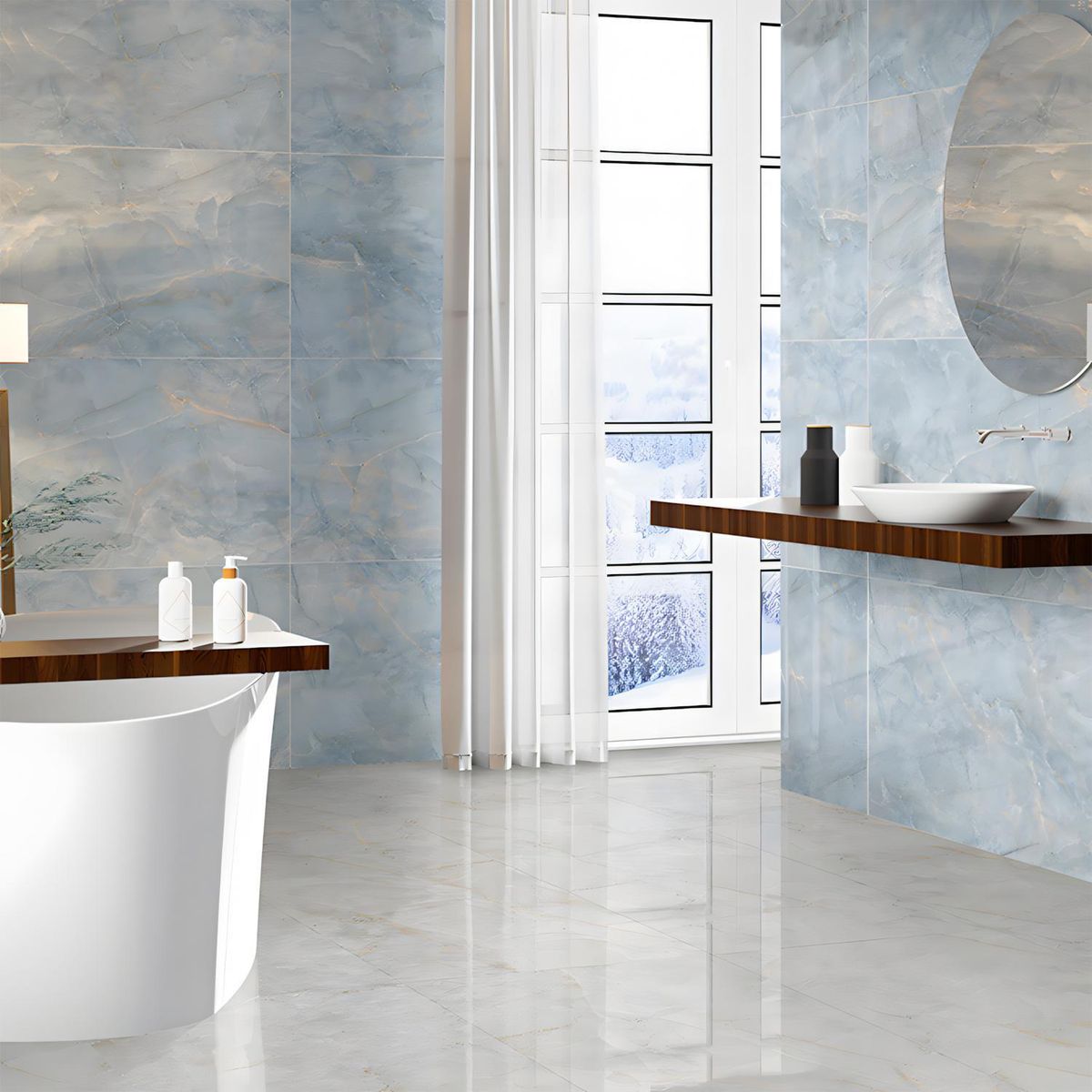 GRAIMAN - Porcelanato Azul Marmol 60x120cm 2.16m2 On ice