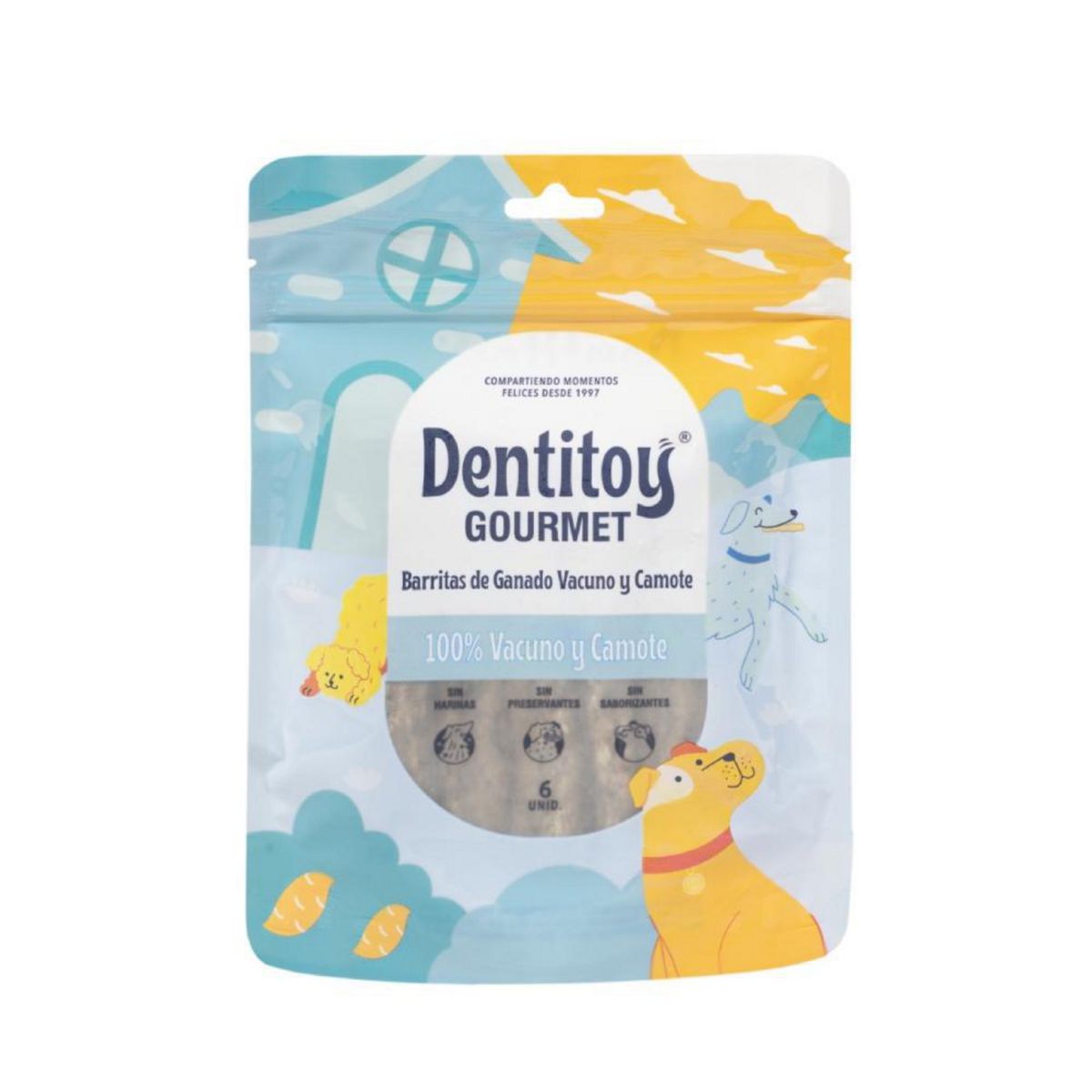 DENTITOY - Barritas De Ganado Vacuno Y Camote 6 Unid