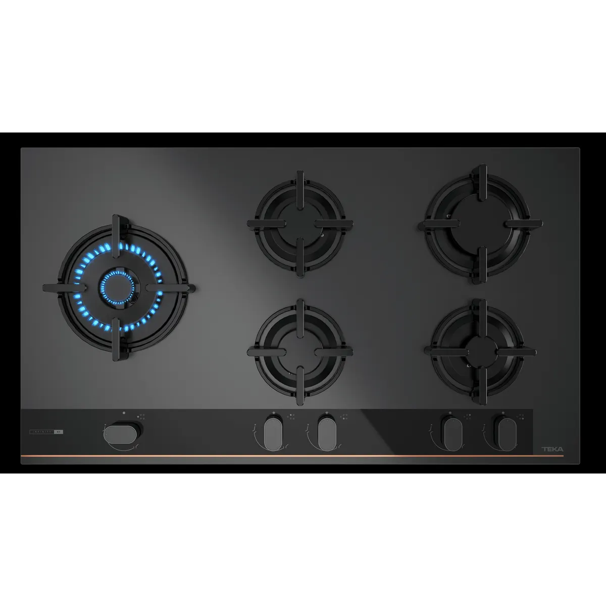 Teka - Encimera Gas GBC 95-G1 Edition 5 Platos Negro Mate