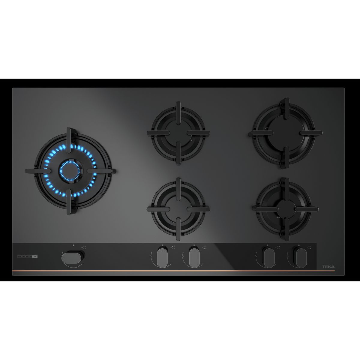 Teka - Encimera Gas GBC 95-G1 Edition 5 Platos Negro Mate